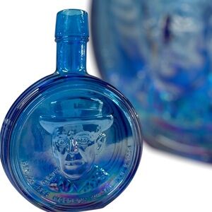 Vintage Wheaton 1st Ed. President Woodrow Wilson blue iridescent glass decanter